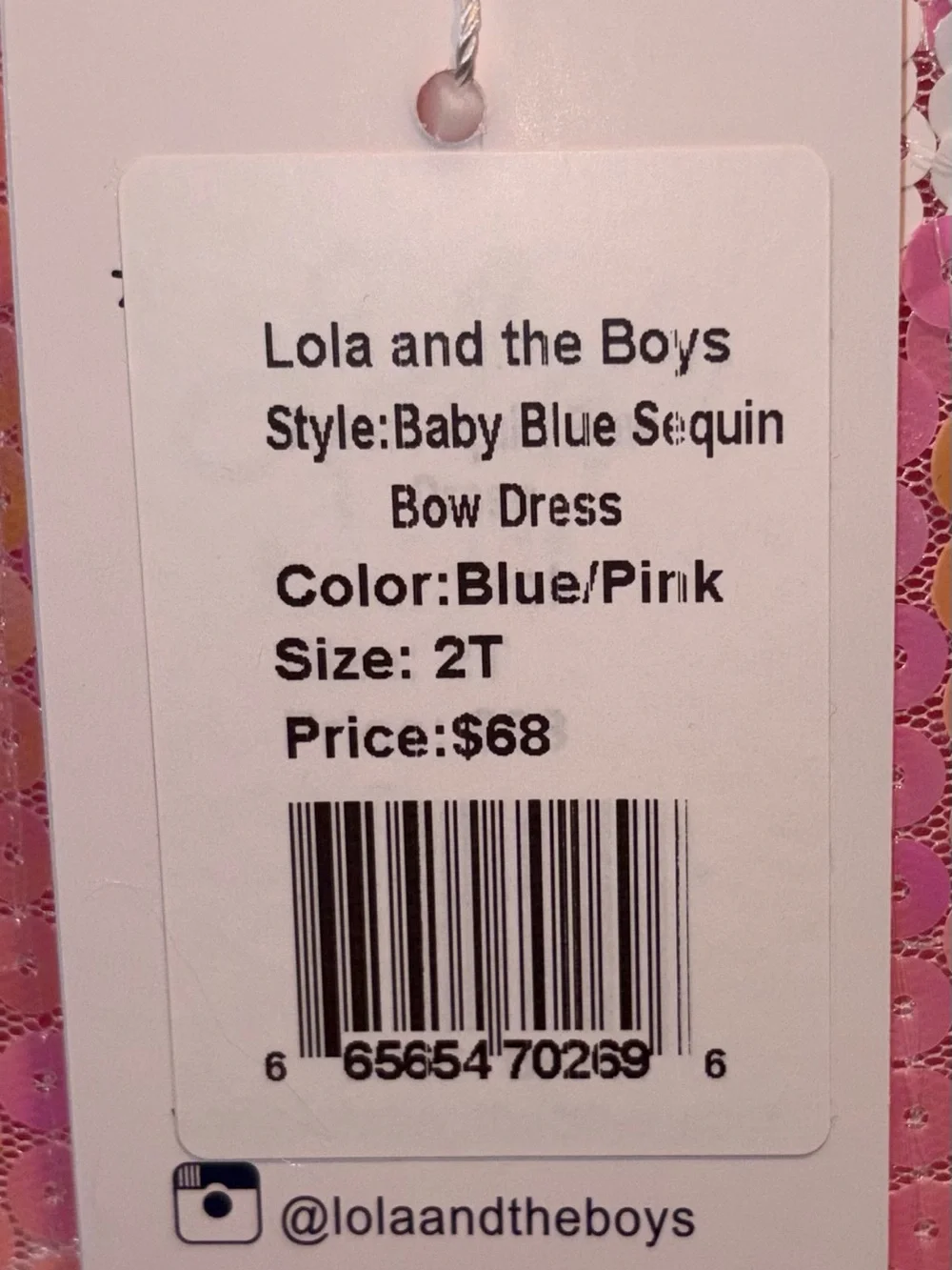 Lola and the Boys Baby Blue Sequined Bow Dress sz 2T NWT